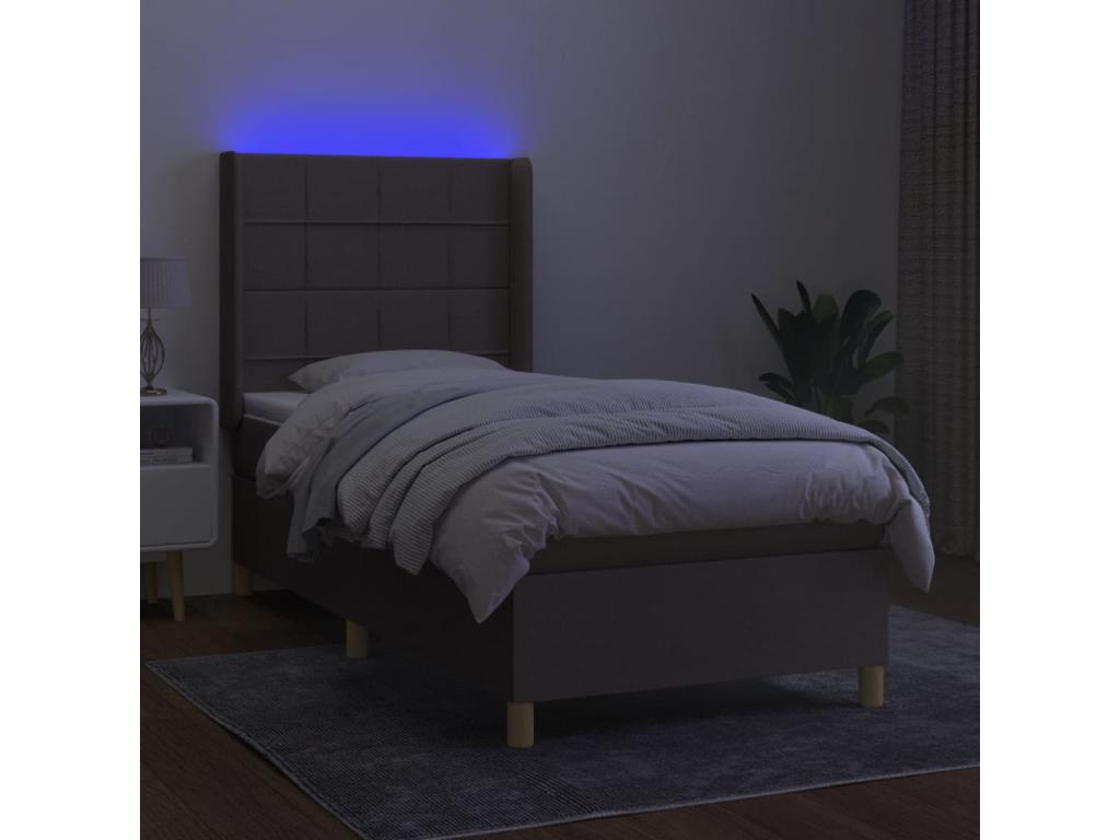 Sommier tapissier avec matelas et LED Dekonao 80x200cm Tissu DAER07978