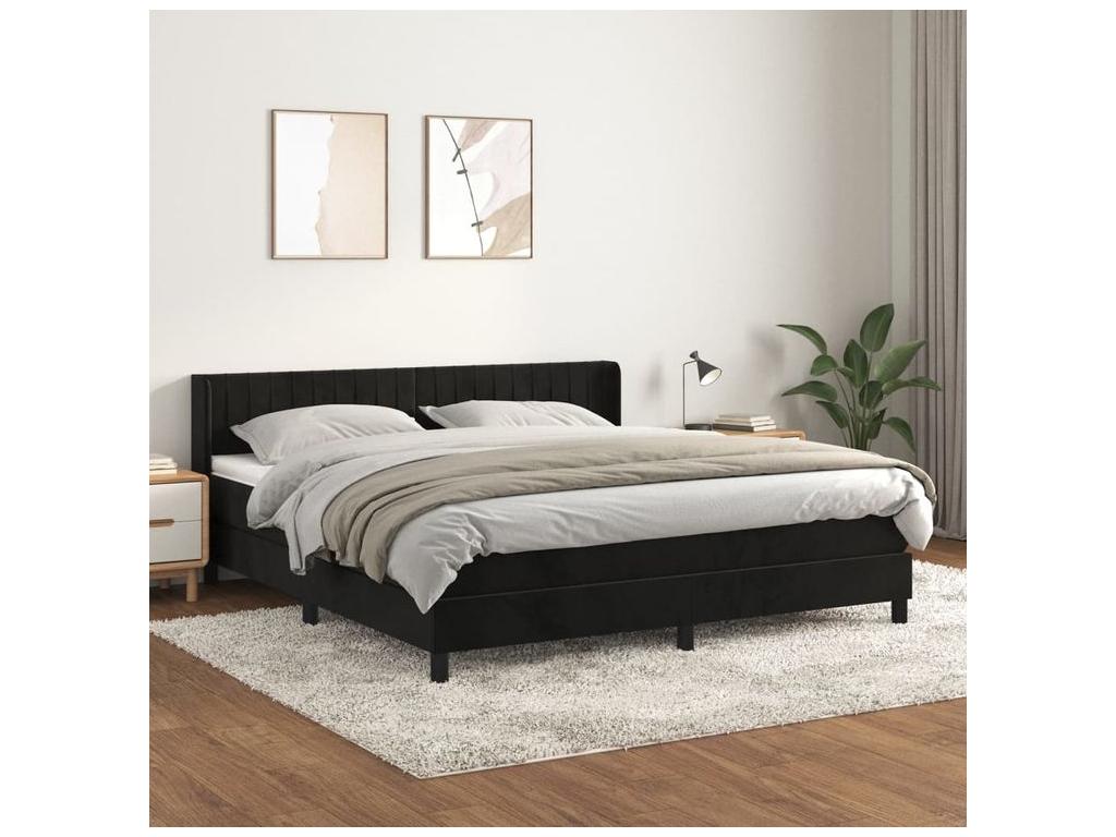 Sommier à Dekonao de lit avec matelas Noir 180x200 Velours DBVP85206