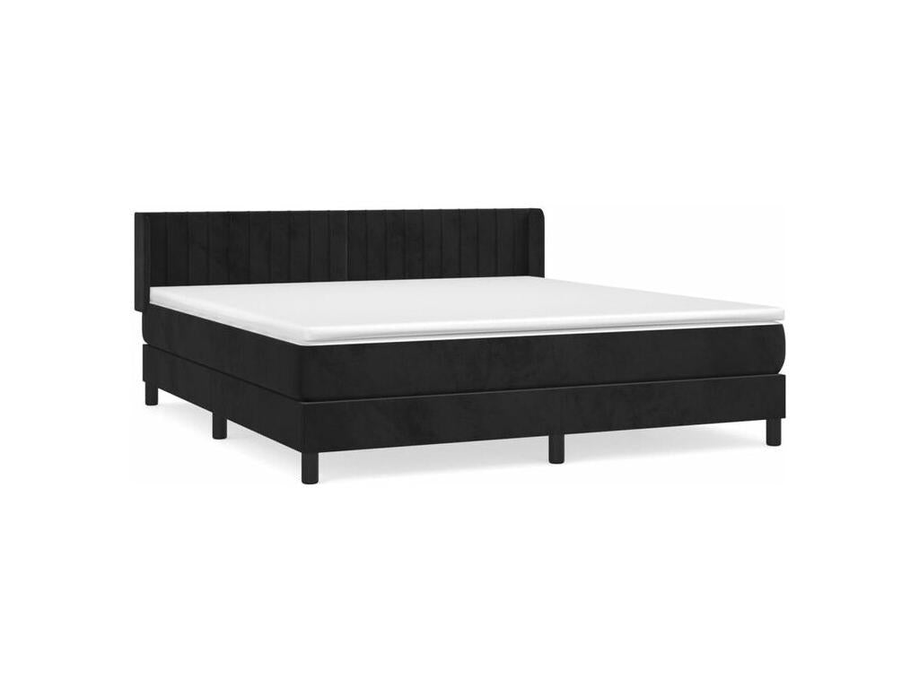 Sommier à Dekonao de lit avec matelas Noir 180x200 Velours DBVP85206