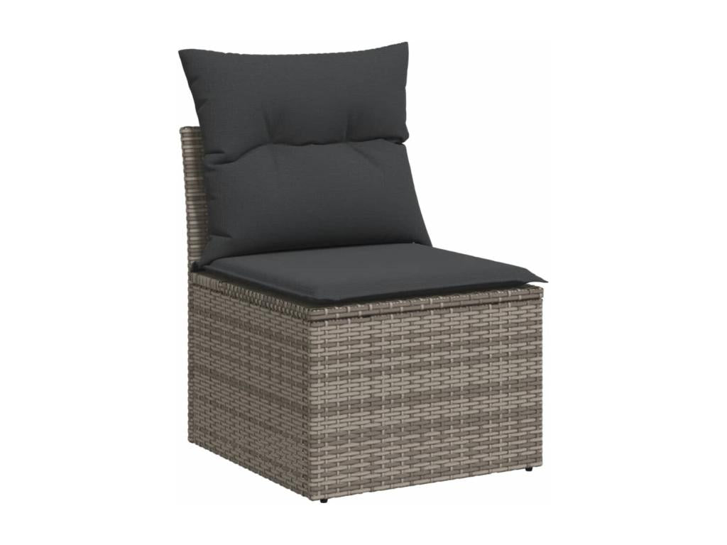 Salon de jardin 8 pcs avec coussins gris résine tressée WHLA17484