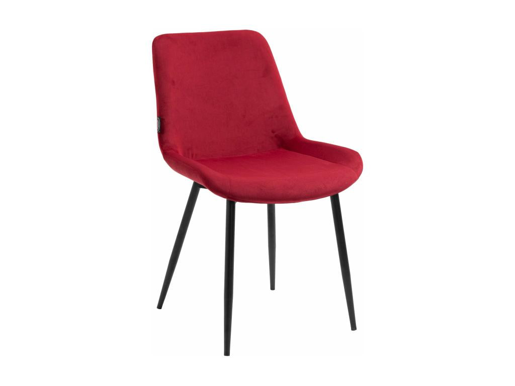 Ensemble de 2 chaises de salle à manger design moderne assise en velours rouge et pieds en métal noir 10 0001637 USMI23960