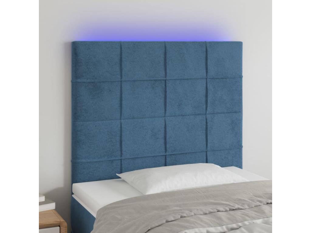 Tête de lit à LED Bleu foncé 100x5x118/128 cm Velours XHEZ99874