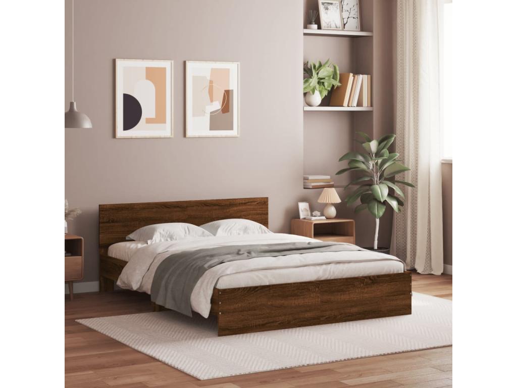 Cadre de lit sans matelas chêne marron 140x200 cm DJNC80080