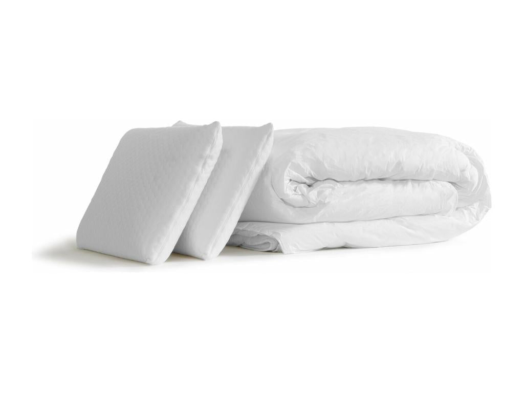 Pack prêt à dormir matelas Dekonao TECH 180x200 Mémoire de forme 5zones de confort sommier Dekonao blanc 2oreillers couette EOAM75959