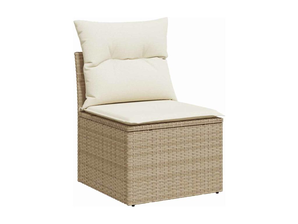 Salon de jardin avec coussins 6 pcs beige résine tressée PDPE57675