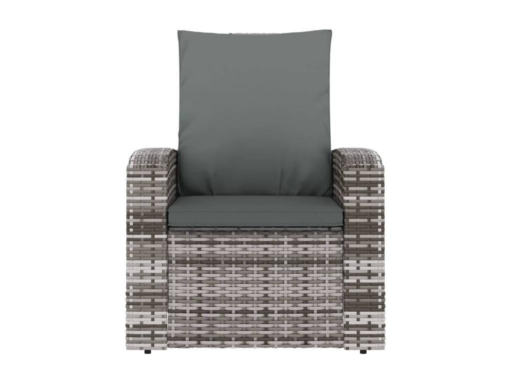 Fauteuil inclinable de jardin avec coussins gris résine tressée NINU53539