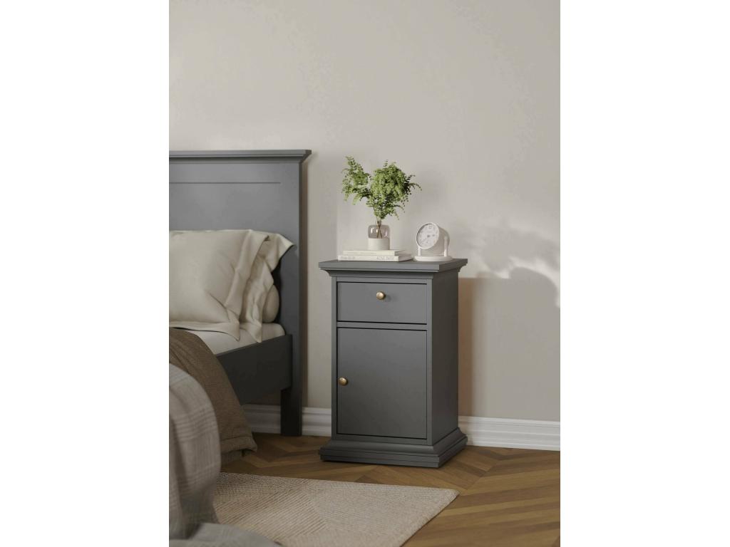 Chevet Dekonao Commode basse Table de nuit Étagère de chevet 44x40 h70 cm Gris NGFN57811