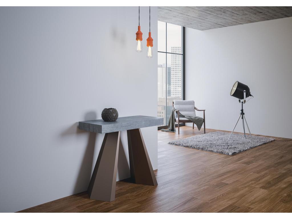Console extensible 90x40/300 cm Diamante Gris Béton cadre Ours LKOT83935