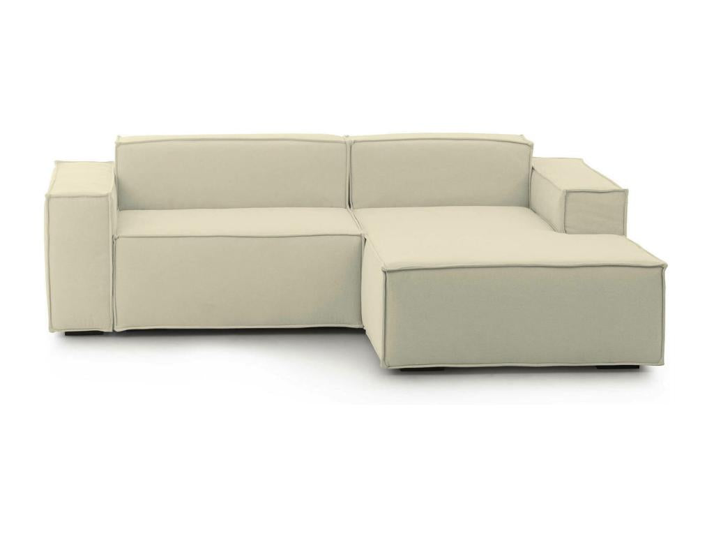 Canapé fixe Dekonao Grand canapé modulable 2 places avec péninsule droite Made in Italy Canapé moderne en tissu 240x170h70 cm Beige GBYX07028