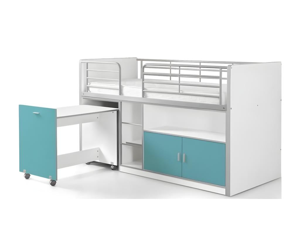 Lit Combiné Compact Ligniva 90x200cm Turquoise UTEW57478