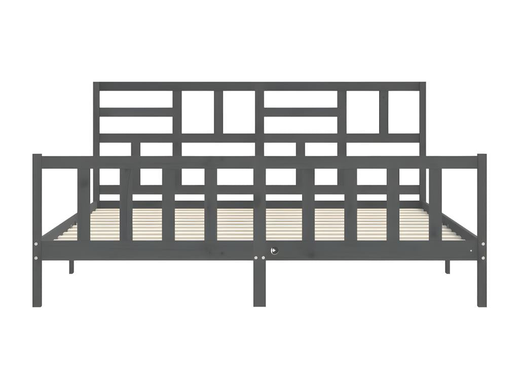 Cadre de lit sans matelas gris 200x200 cm bois massif de pin STOJ25620