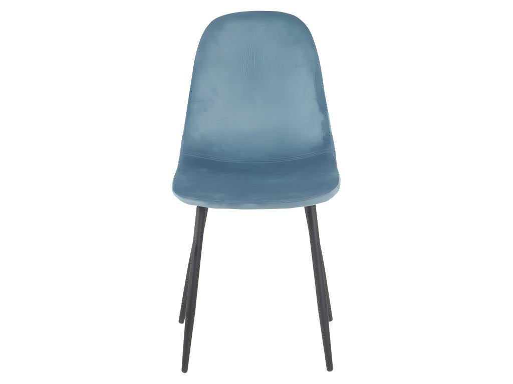 Lot de 2 chaises scandinaves velours bleu et pieds métal noir - Dekonao EOQN69971