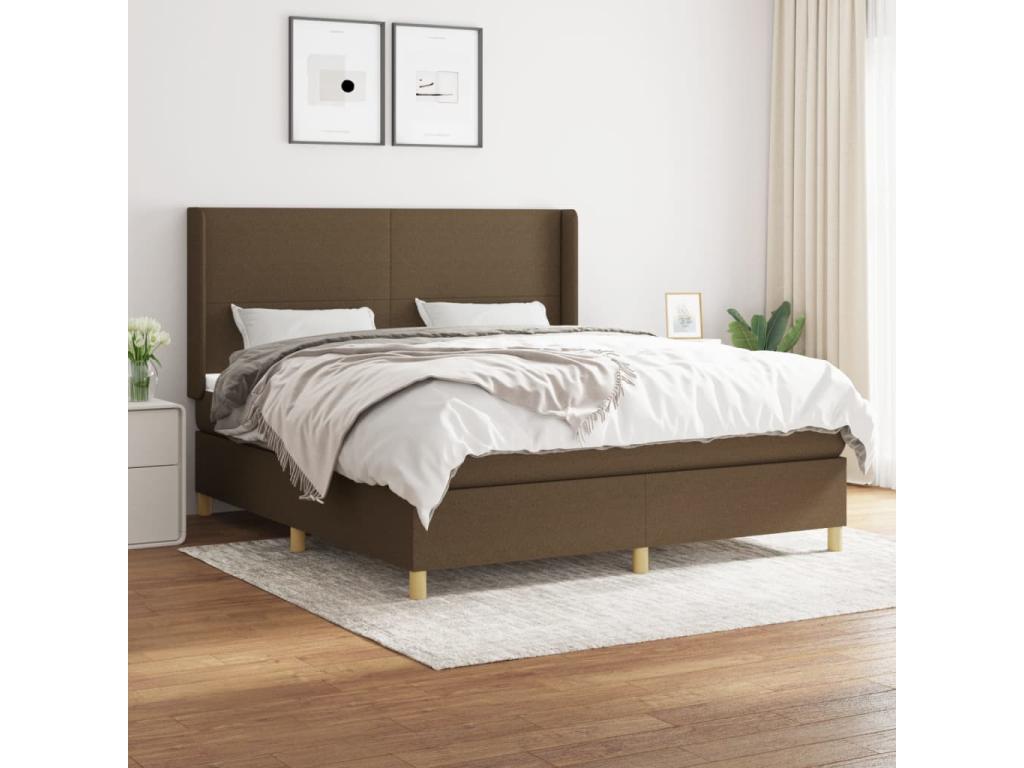 Lit à sommier tapissier avec matelas Marron foncé 160x200 cm SVZW45110