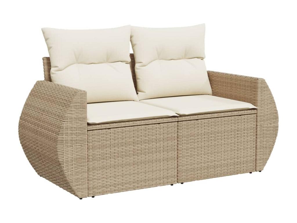 Salon de jardin avec coussins 8 pcs beige résine tressée MFRR22000