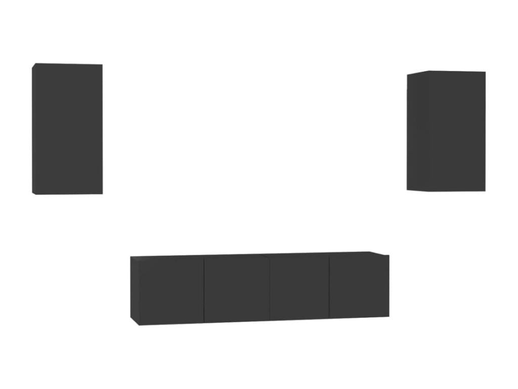 Ensemble de meubles TV 4 pcs Noir Bois d'ingénierie FHFZ13512