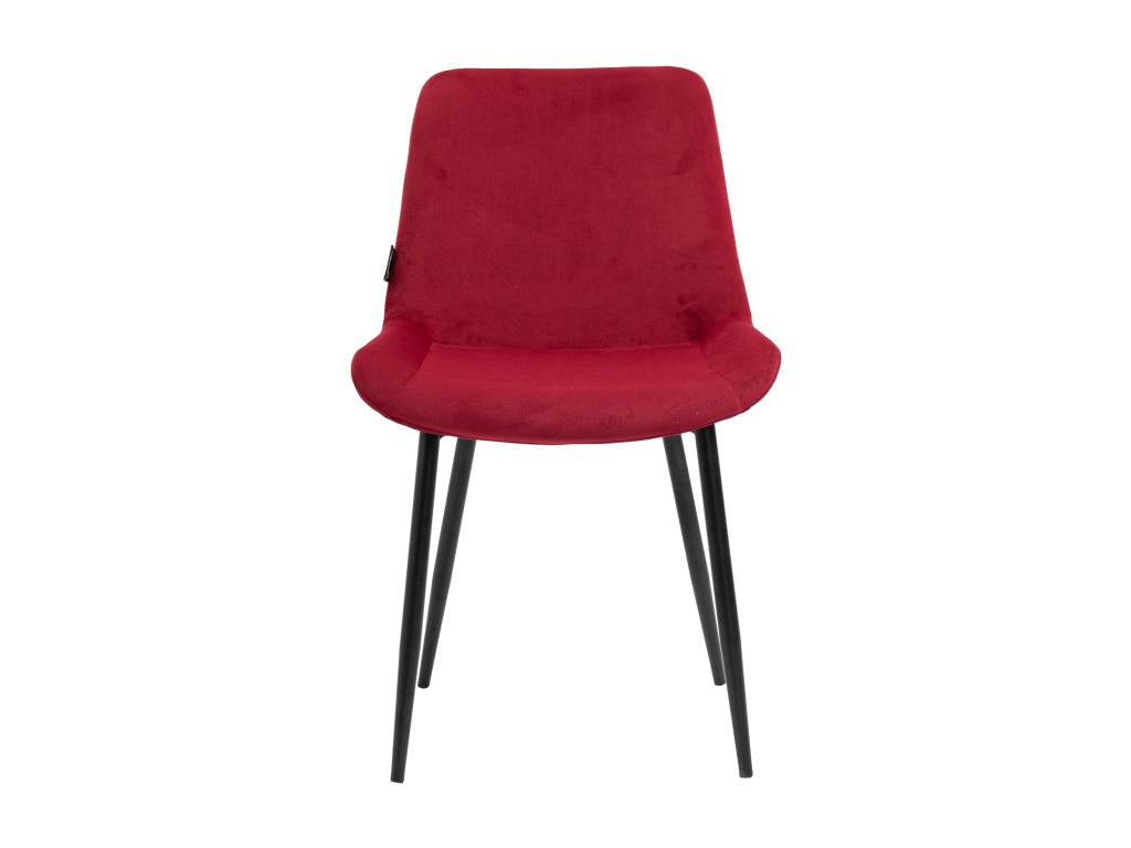 Ensemble de 2 chaises de salle à manger design moderne assise en velours rouge et pieds en métal noir 10 0001637 USMI23960