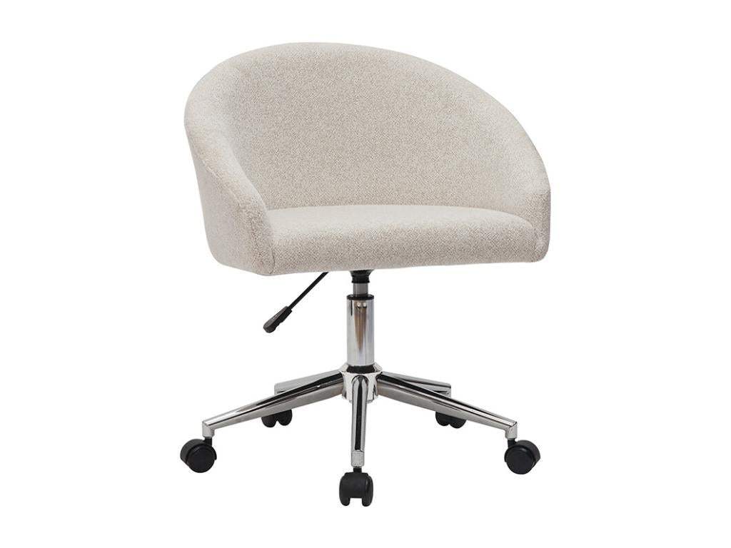 Chaise de bureau à Dekonao design en tissu velours chenille beige et acier chromé Dekonao TJLZ66684