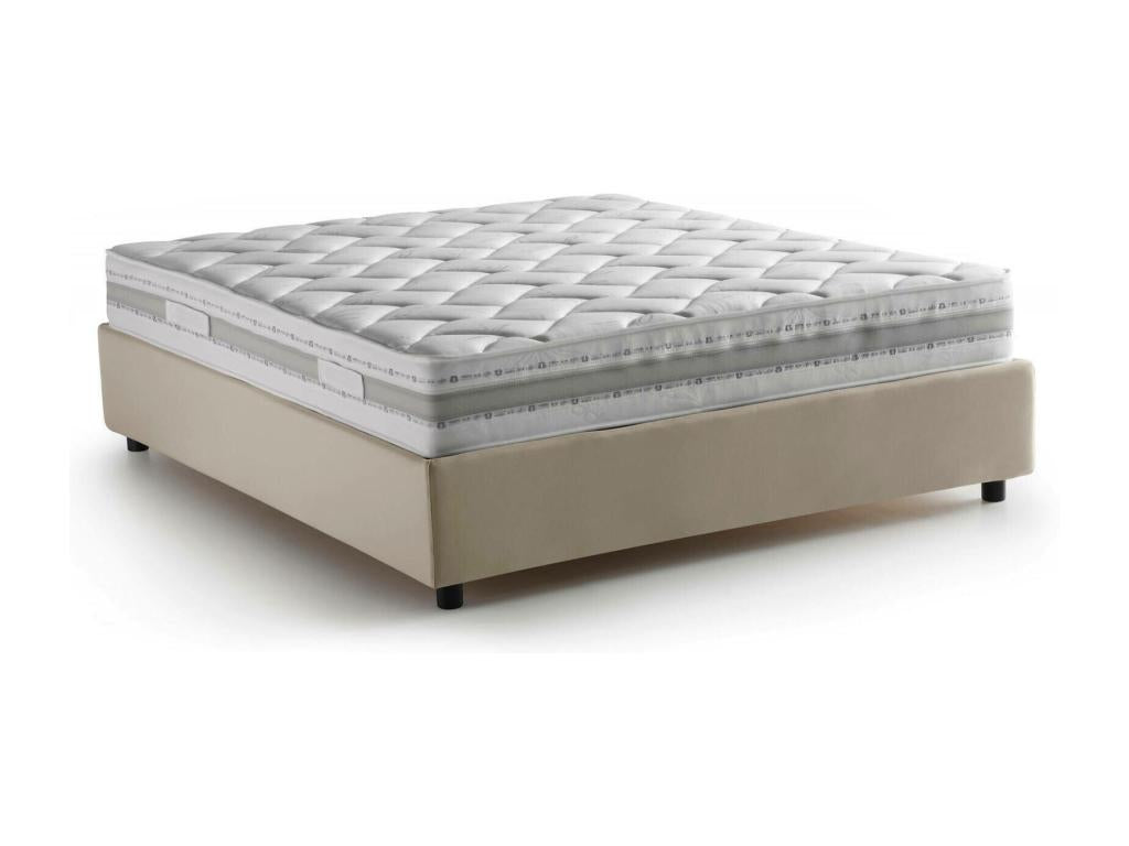 Lit double Nobellea Lit coffre avec revêtement en tissu Made in Italy Ouverture frontale avec matelas 140x200 cm inclus Beige PVQH40478