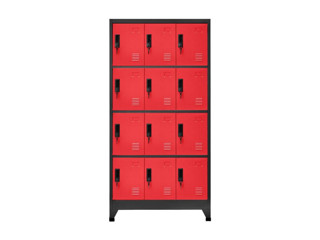 Armoire à casiers Anthracite et rouge 90x45x180 Acier 2 ISZB81088