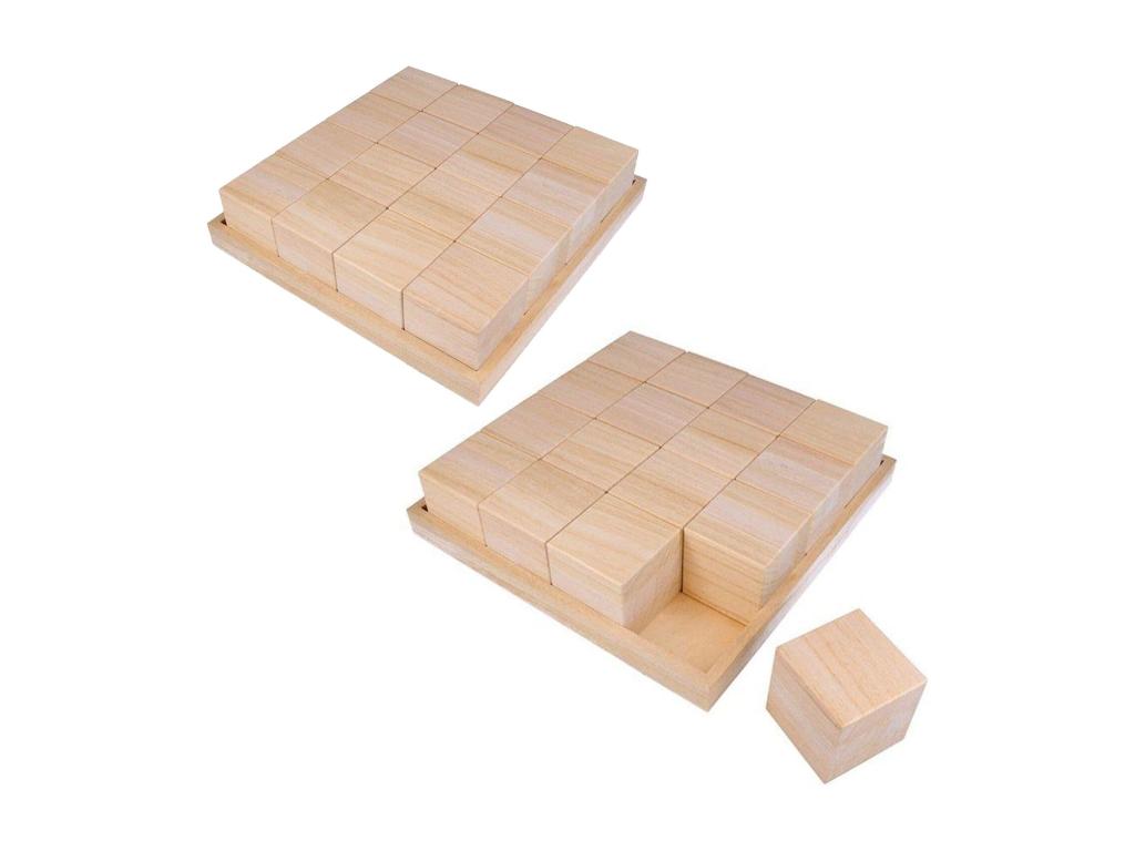 2 plateaux et 32 ​​cubes en bois - 26,5x26,5x6,5 cm QWPA81676