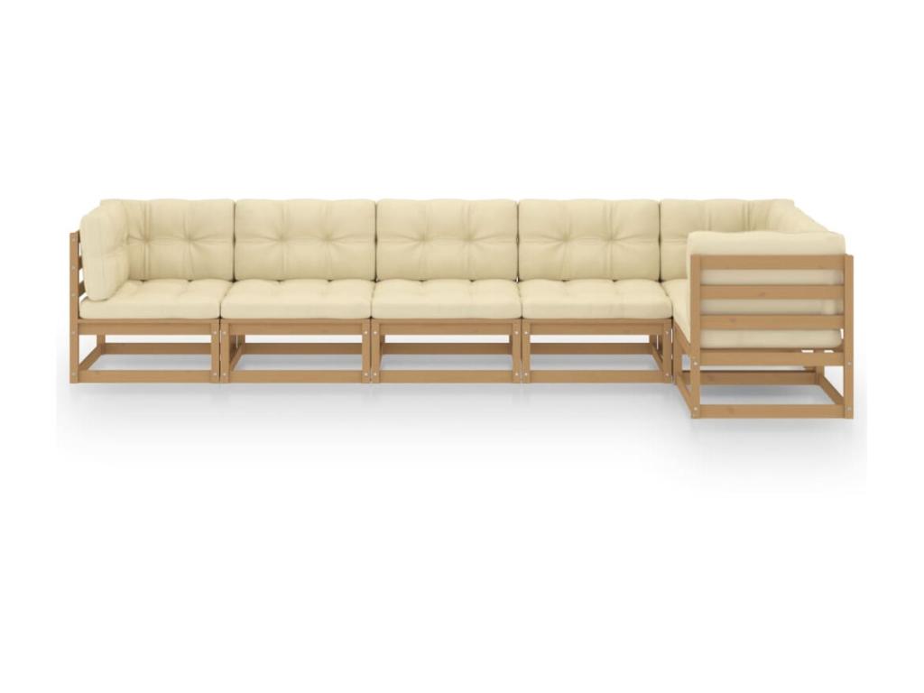 Salon de jardin 6 pcs avec coussins Bois de pin massif 69 XSLV06125