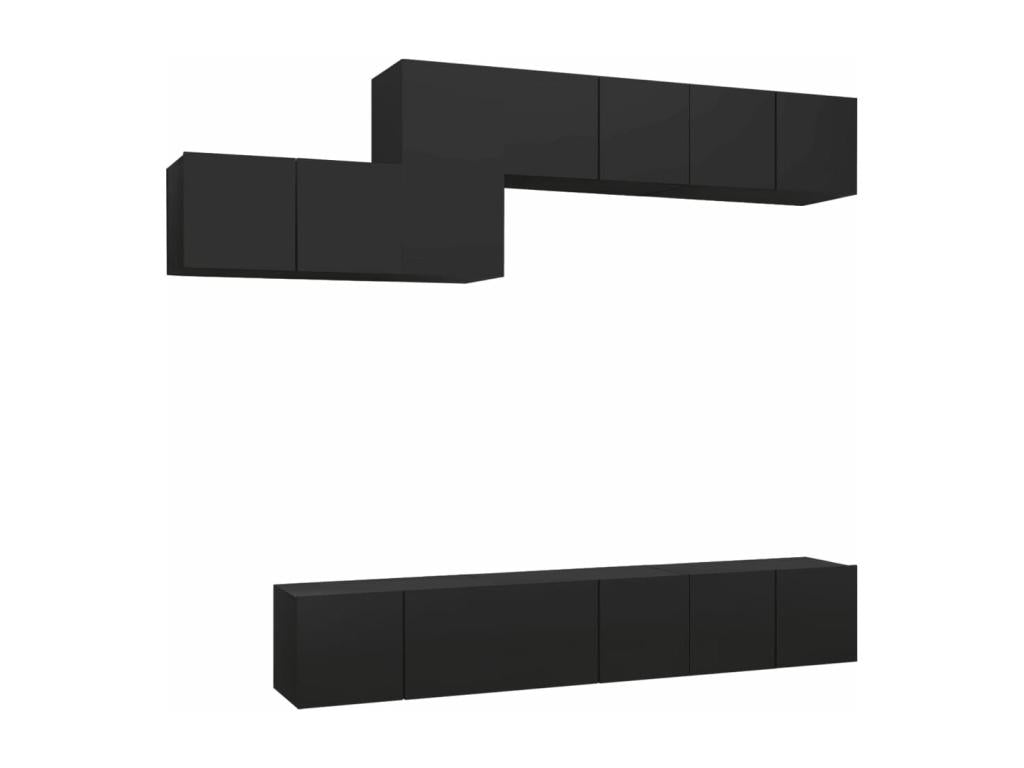 Ensemble de meuble TV 7 pièces Noir Aggloméré QTWB62612