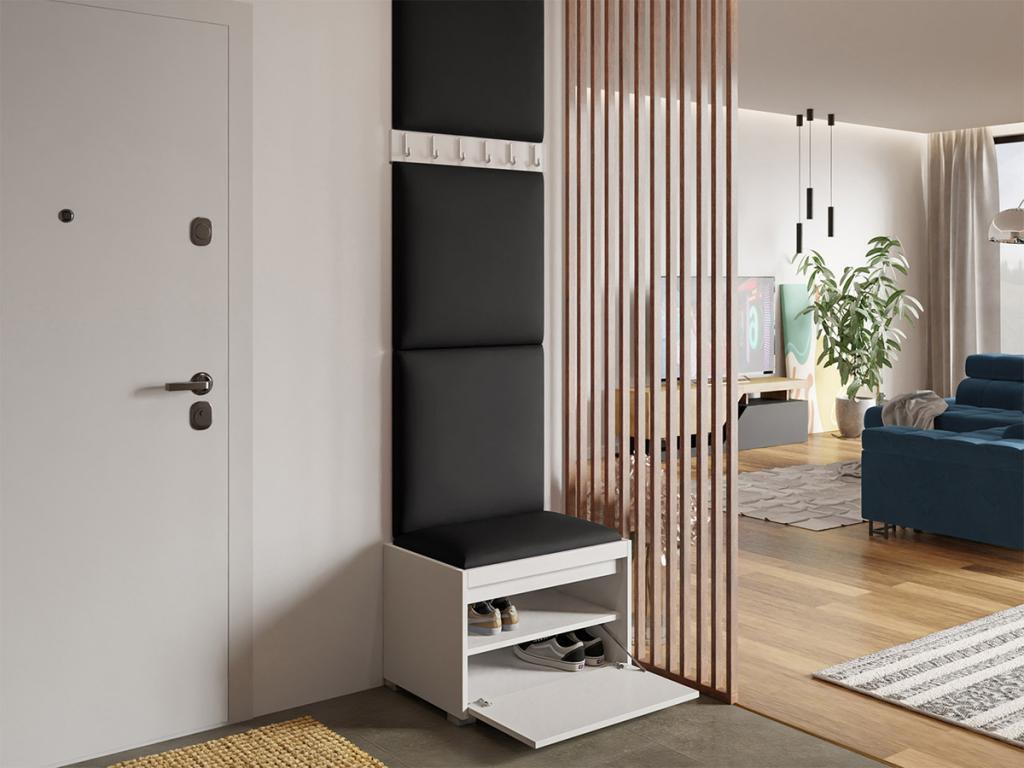 Meuble d'entrée Dekonao 399 65x34cm Noir Faux cuir - Stratifié À poser - À suspendre NUIE85644