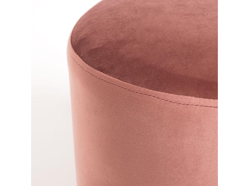 Pouf rond velours rose et pied métal doré Dekonao - Lot de 2 PHIH67636