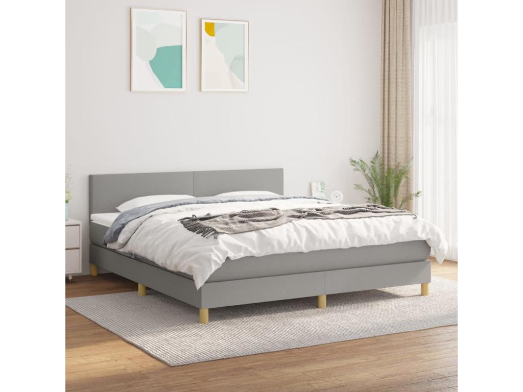 Lit à sommier tapissier avec matelas Gris clair 180x200cm Tissu ELTJ83909