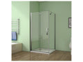 Cabine de douche pivotante et pliante 76x70x185cm en verre 6mm anticalcaire porte de douche latérale avec barre fixé d'angle TASV54184