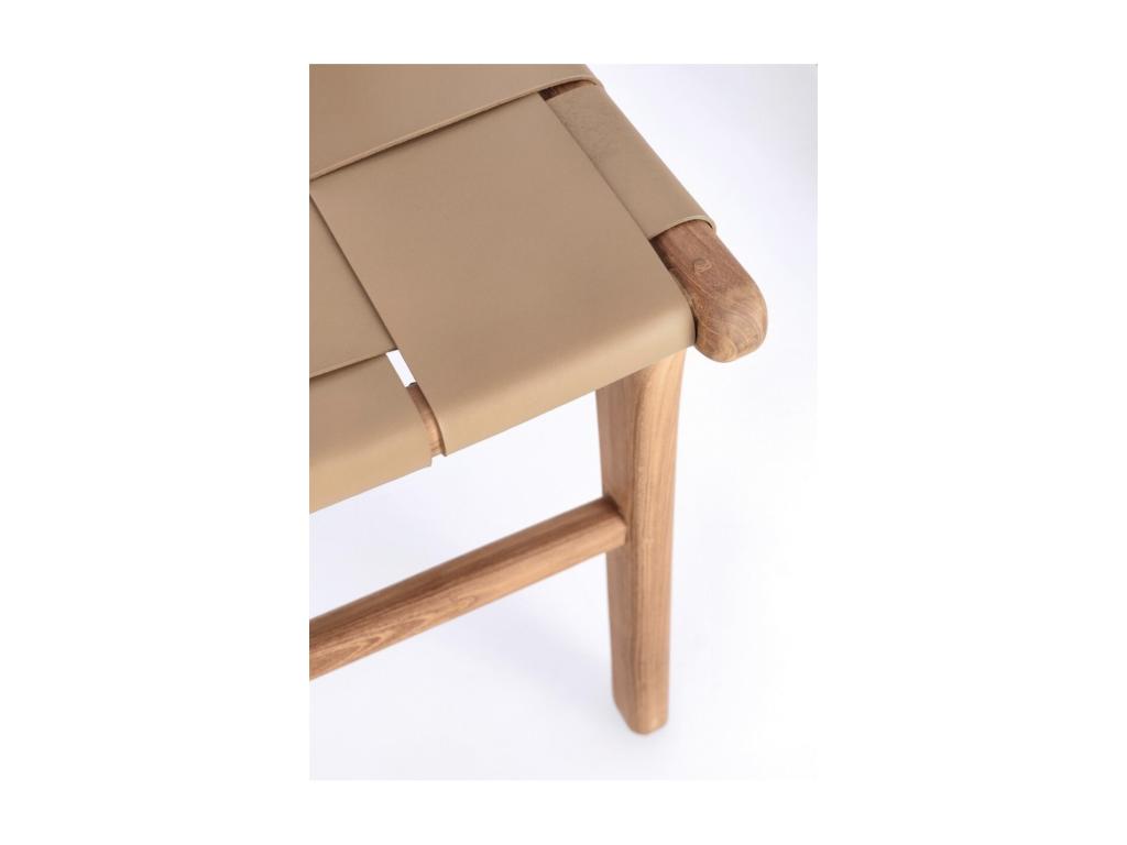 Lot de 2 chaises en bois de Teck et cuir – Moderne et durabilité-Couleur Marron clair DPLJ21754