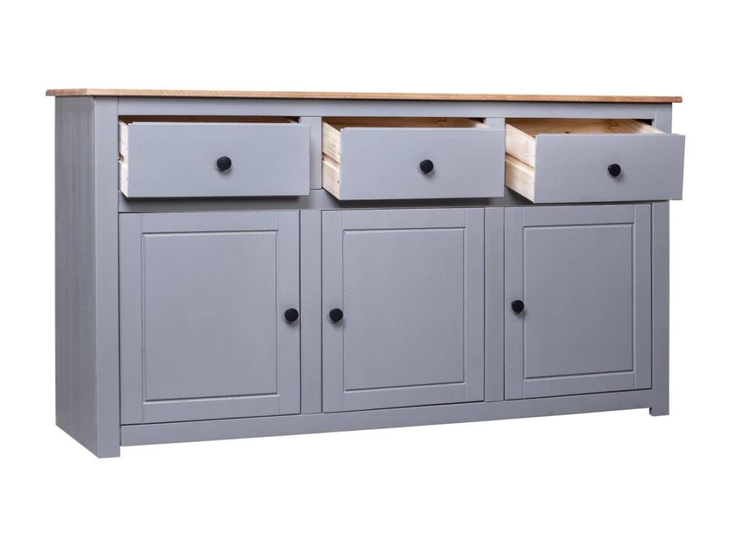 Buffet Gris 135x40x80 cm Pin solide Assortiment Ligniva QDHS37858