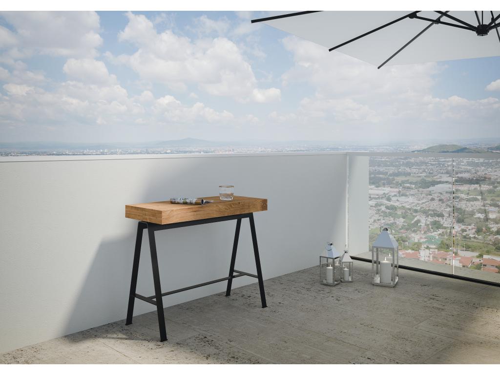 Console Extensible 90x40/190 cm Banco Small Sapin Teinté cadre Anthracite YLSC28900