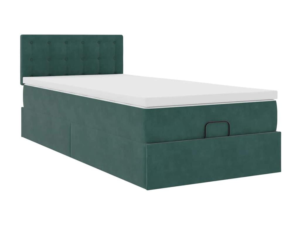 Cadre de lit Dekonao avec matelas vert foncé 80x200 cm velours XDEI45911