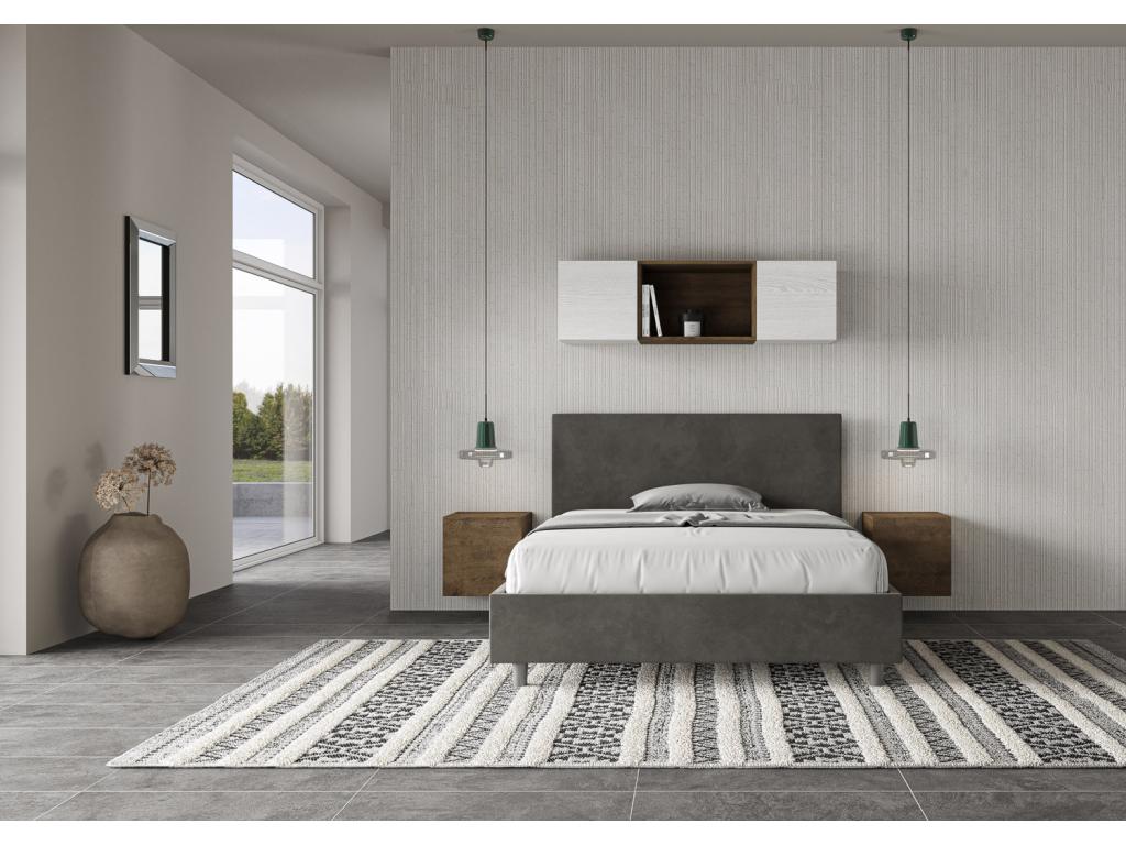 Lit adulte moderne microfibre Dekonao-Couleur Gris foncé-140x190-Option Avec sommier XDYZ74728