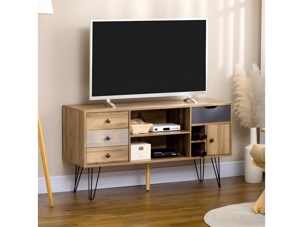 Meuble tv industriel Dekonao aspect bois et noir CAGL97488