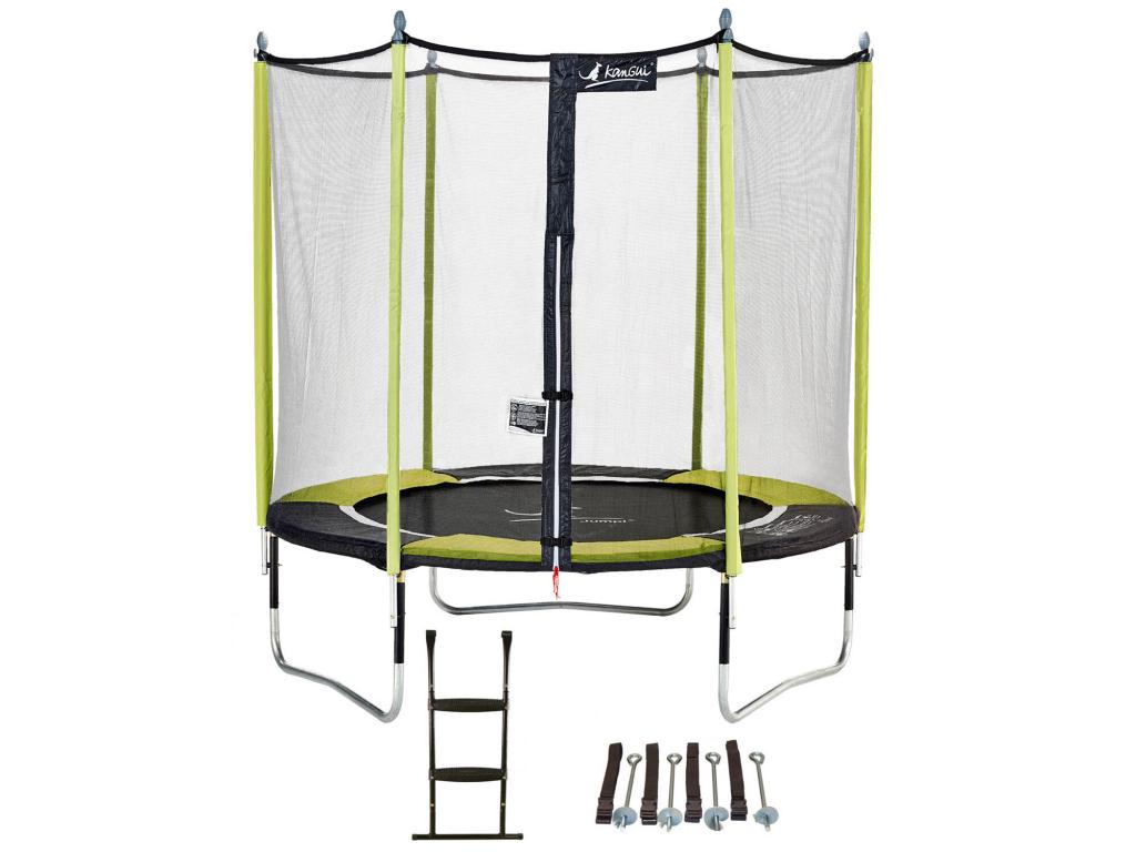 Nobellea - Trampoline de jardin 244 cm filet de sécurité échelle Nobellea d'ancrage JUMPI Vert/Noir 250 VKQG31115