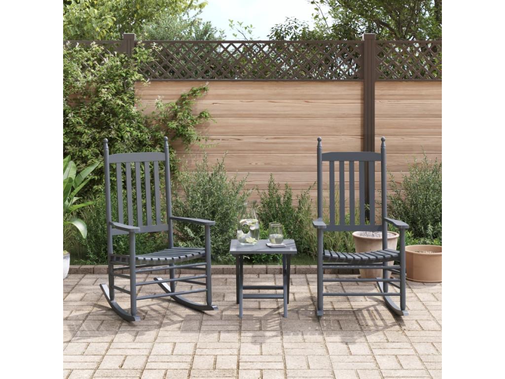 Chaises à sièges basculants incurvés lot de 2 gris peuplier massif KEEM92180