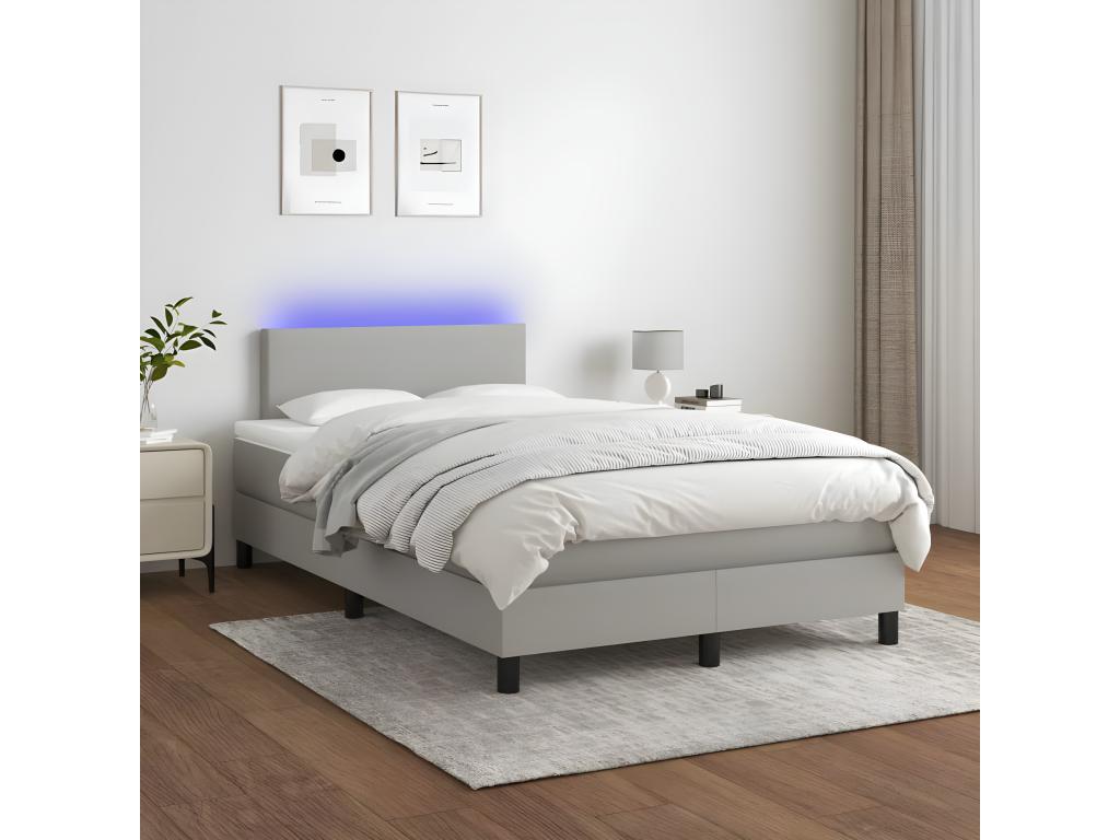 Sommier à Dekonao de lit matelas LED gris clair 120x190 cm tissu GGSC19747