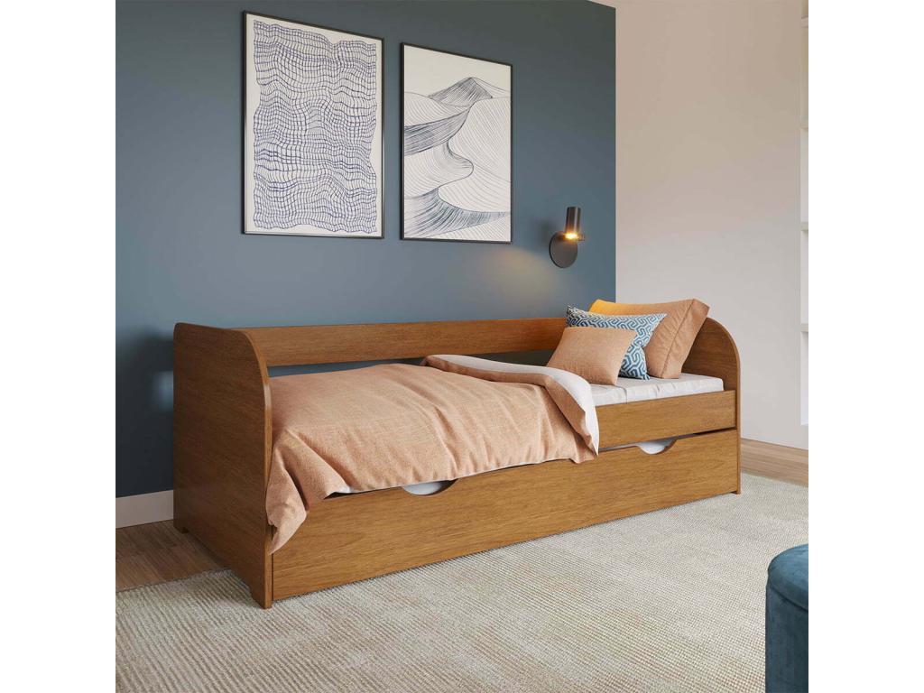 Lit banquette gigogne 80x190 cm bois massif noisette Dekonao OKIX84900