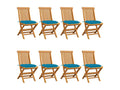 Chaises de jardin avec coussins bleu clair 8 pcs Teck massif 2 RPYG33764