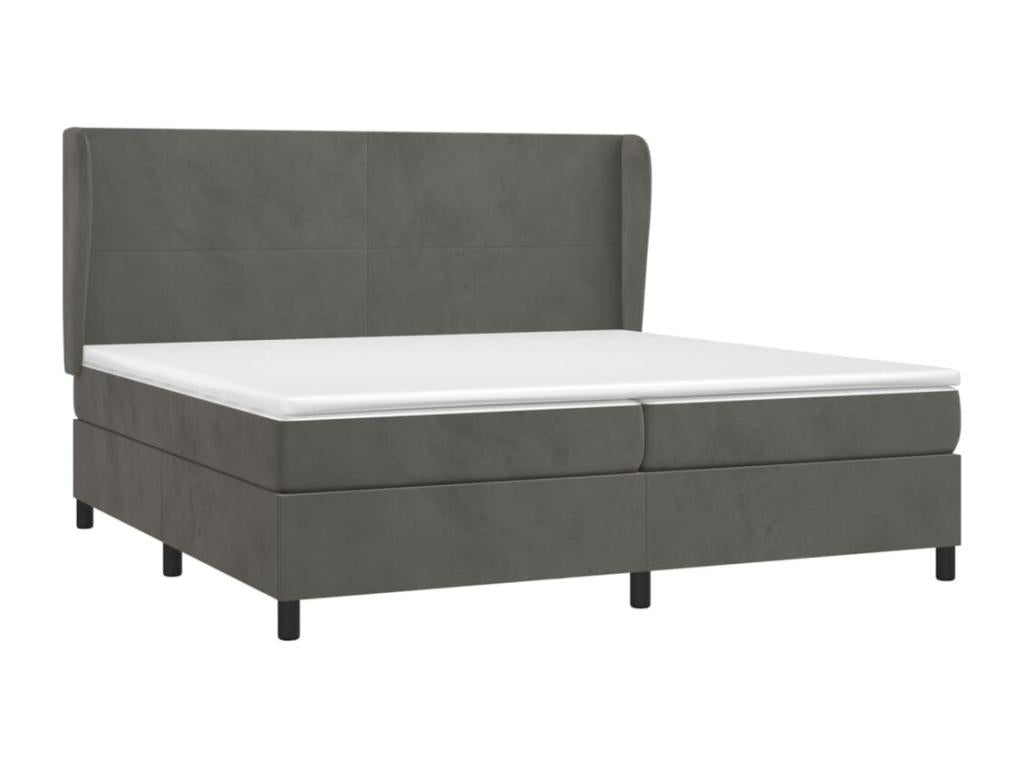 Lit à sommier tapissier et matelas Gris foncé 200x200cm Velours OCZO98576