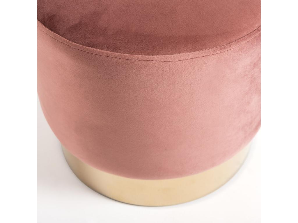 Pouf rond velours rose et pied métal doré Dekonao - Lot de 2 PHIH67636