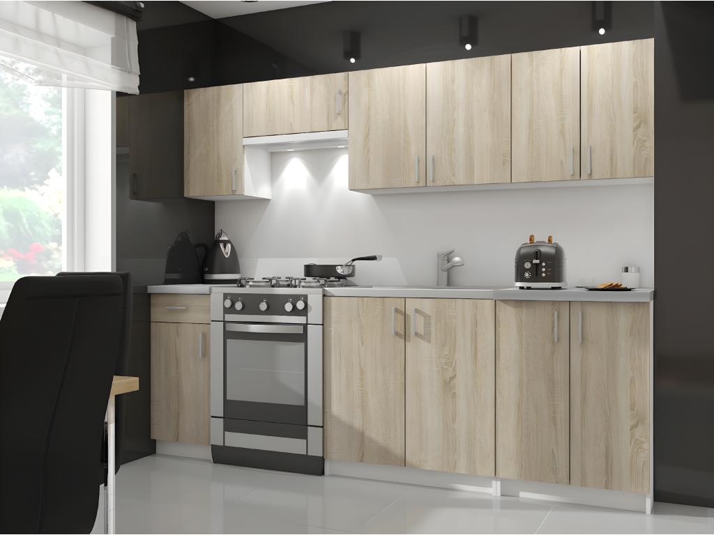 Meuble de cuisine haut Dekonao W50 Dekonao modulable Blanc 50 cm 1 porte façade Chêne Dekonao 2 étagères 50x30.5x58 cm SFDQ75504
