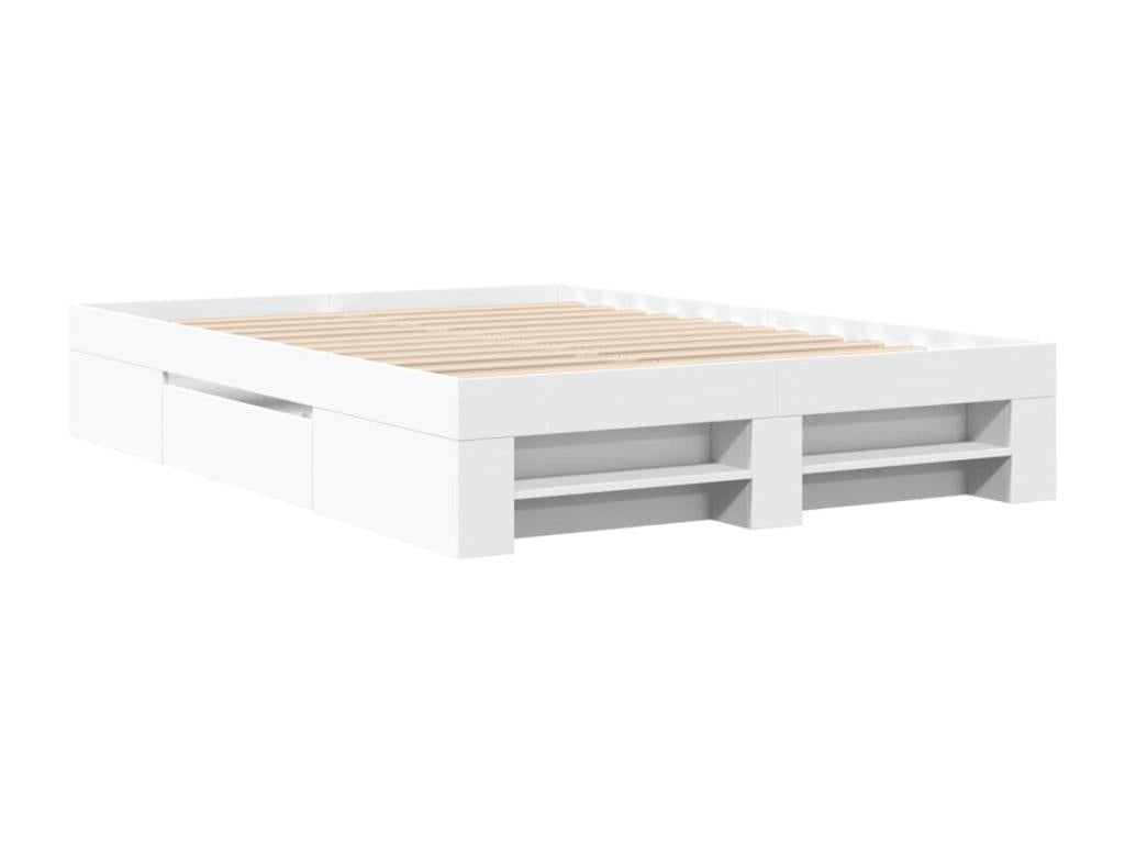 Cadre de lit sans matelas blanc 140x190 cm bois d'ingénierie IOWI50796