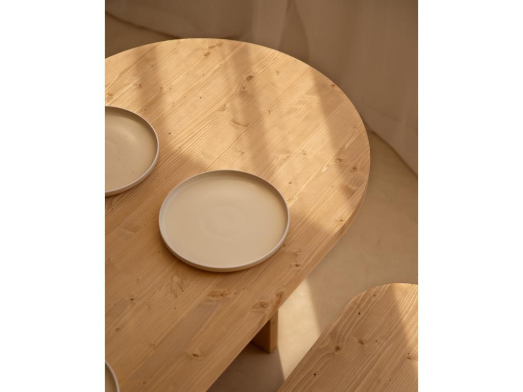 Ensemble table à manger ovale et banc bois de sapin marron 200x75cm - Dekonao MDIQ07352