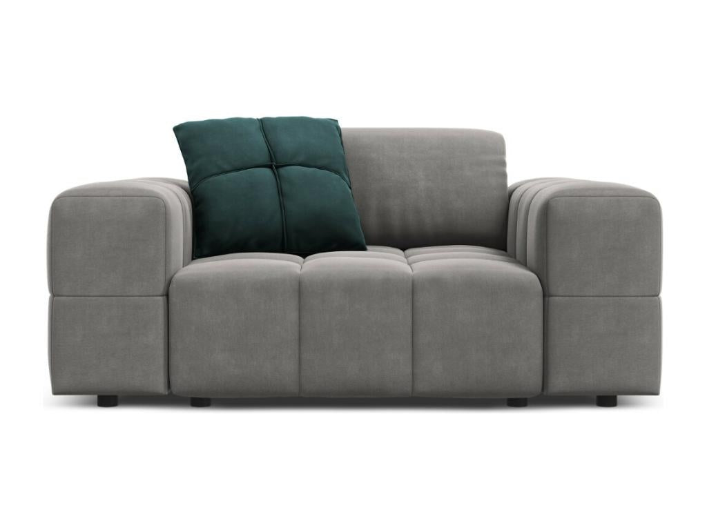 Dekonao - Fauteuil Dekonao en velours gris clair - 124x102x70cm QMQA51325