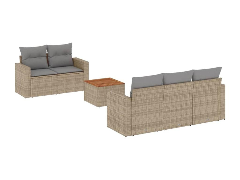 Salon de jardin avec coussins 6 pcs beige résine tressée BKVV79671