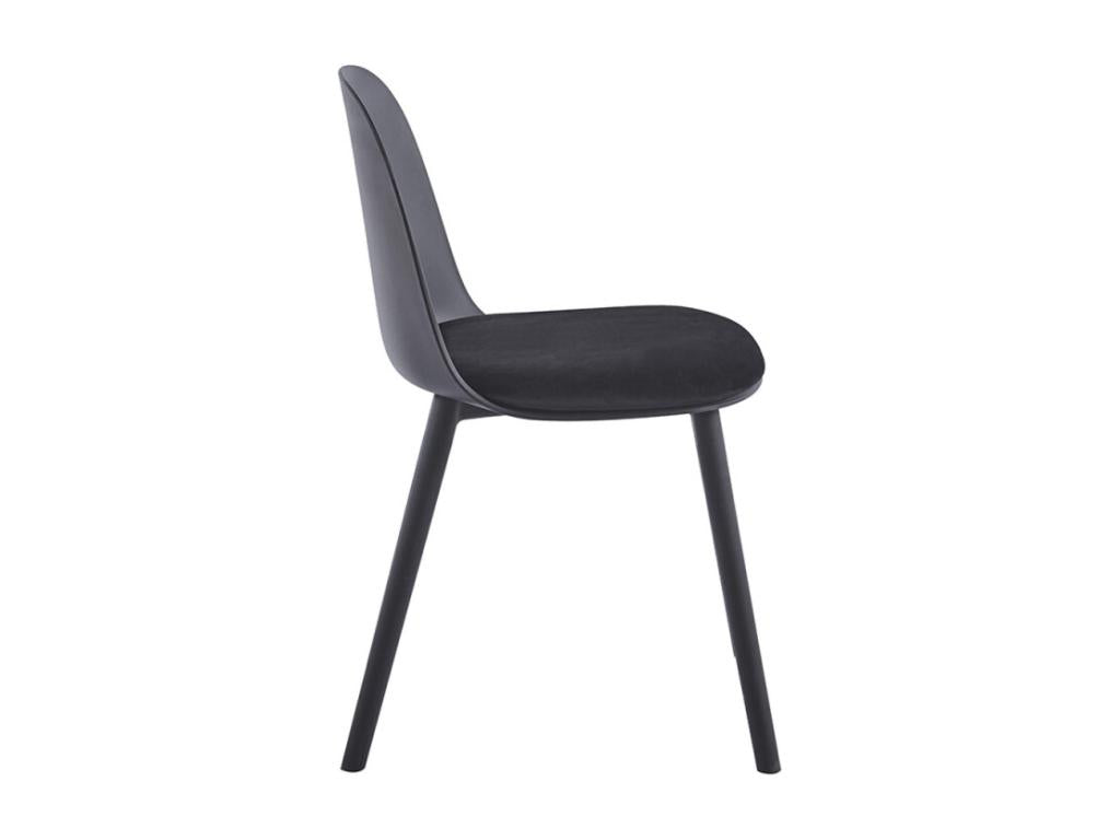 Chaise avec coussin d'assise en velours Dekonao - Confort et modernité-Couleur Noir VTLA74765