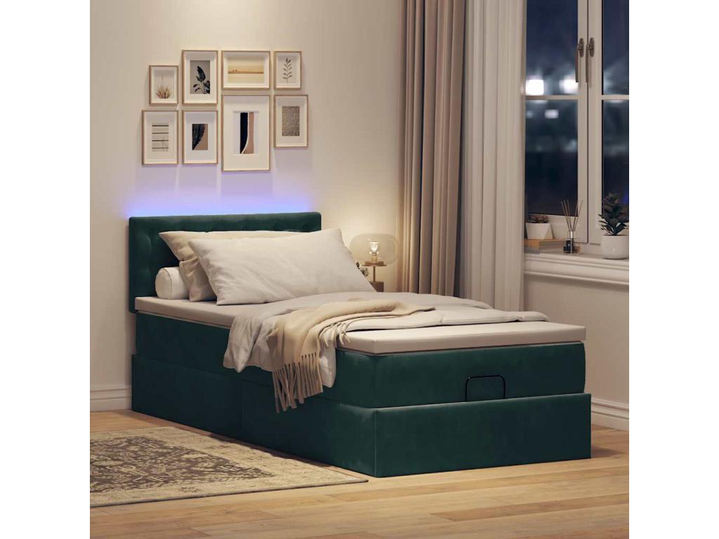 Cadre de lit Dekonao avec matelas vert foncé 80x200 cm velours XDEI45911